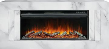 Каминокомплект  Line 42 SFT White Marble (Разборный) - Белый мрамор с очагом Vision 42 LOG LED