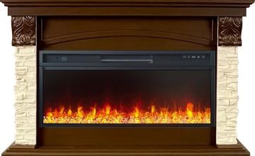 Каминокомплект  Dublin V42 SFT (Разборный) - Темный дуб / Сланец с очагом Vision 42 LED