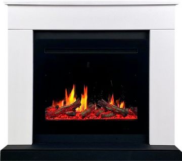 Каминокомплект  Bergen 23 CRM (Разборный) - Белый с черным с очагом 5D V-ART 25
