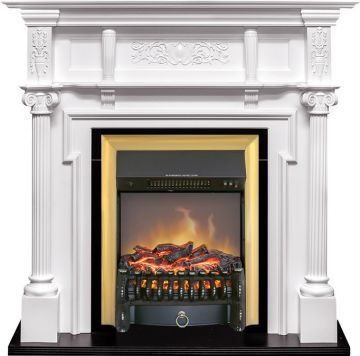 Каминокомплект  Oxford - Белый с очагом Fobos FX M Brass