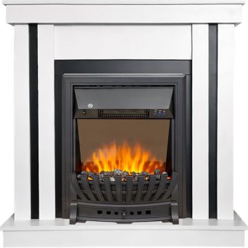 Каминокомплект  Cosmo (Разборный) - Белый с черным с очагом Aspen Black