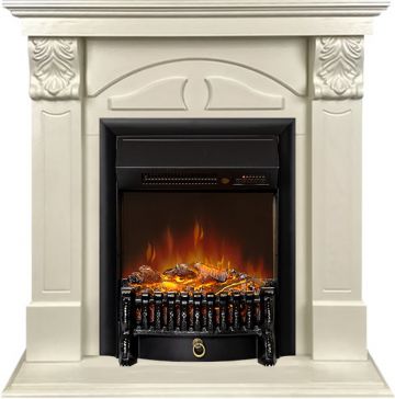 Каминокомплект  Dublin (деревянный) RUSTIC (Разборный) - Слоновая кость с очагом Fobos FX M Black RC