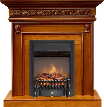 Каминокомплект  Valletta - Орех с очагом Fobos FX M Black RC
