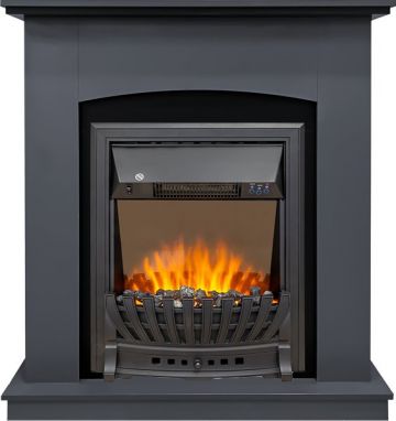 Каминокомплект  Barcelona (Разборный) - Серый графит с черным с очагом Aspen Black