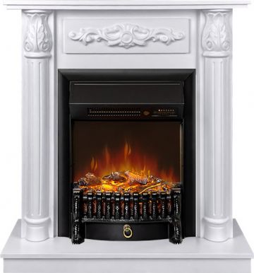 Каминокомплект  Laura (Разборный) - Белый с очагом Fobos FX M Black RC
