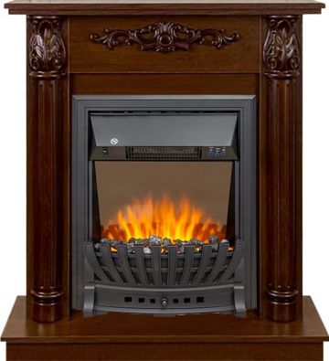 Каминокомплект  Laura (Разборный) - Темный орех с очагом Aspen Black