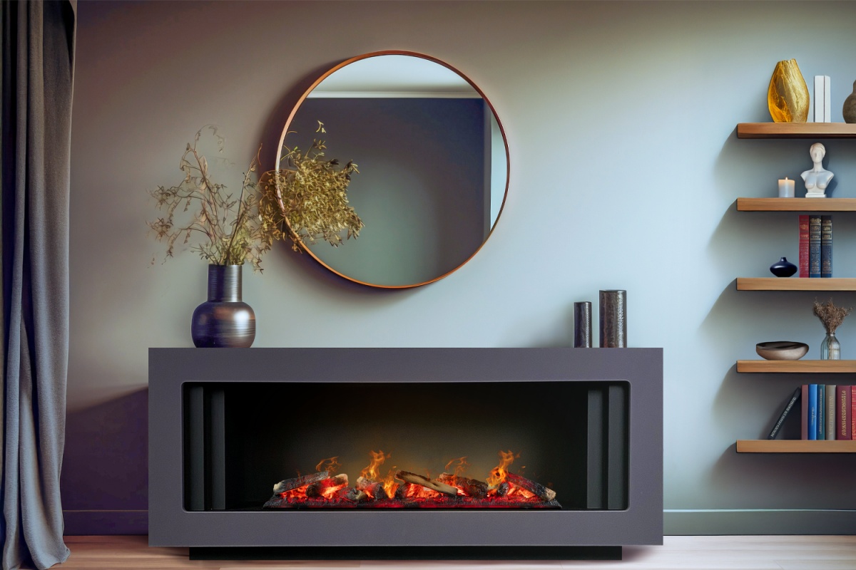 Новый цвет: каминокомплект Line с очагом Design L1000RF 3D PS/LOG Фото 1.